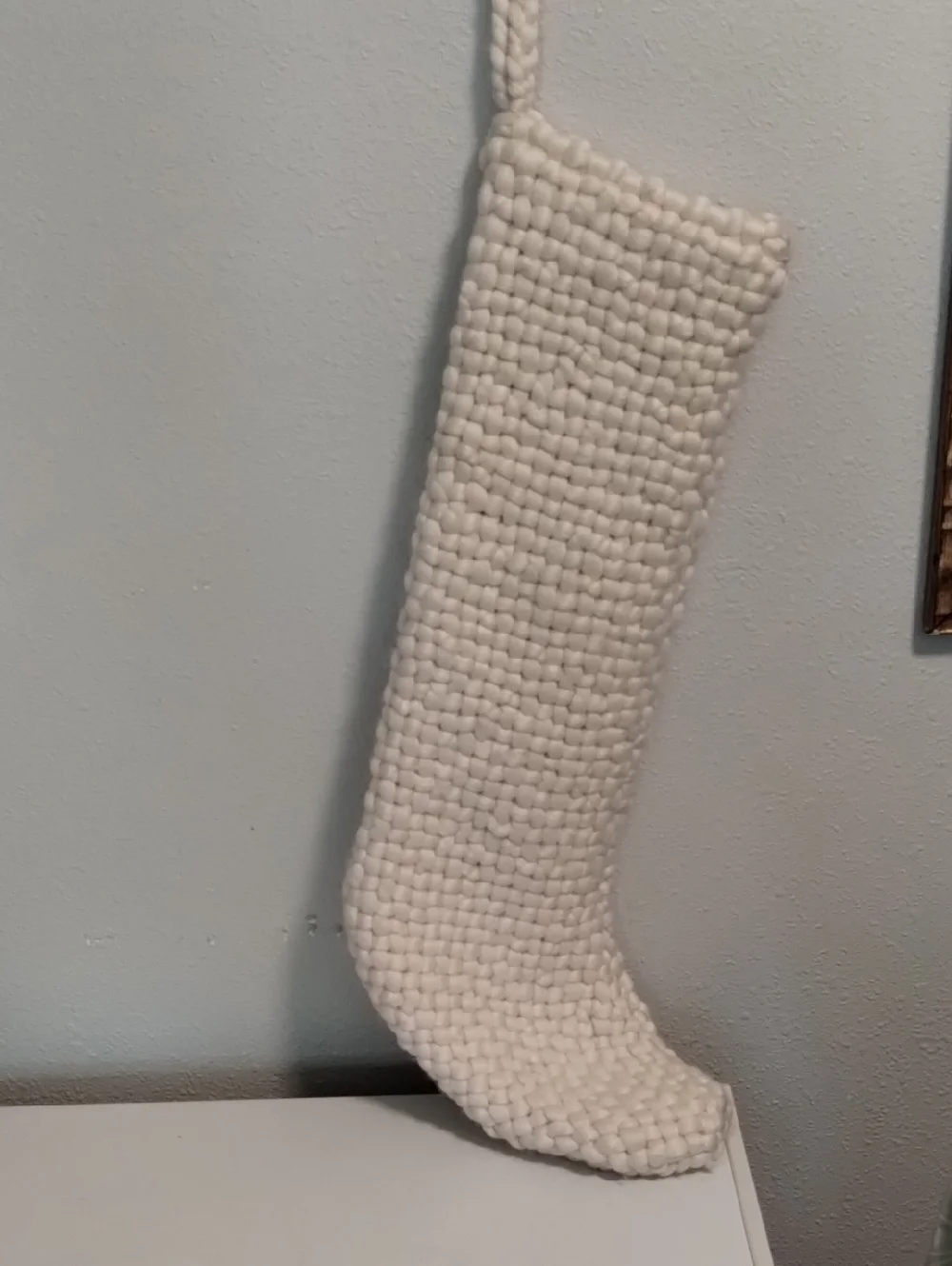 Crate&Barrel Cream Woven Holiday Stocking